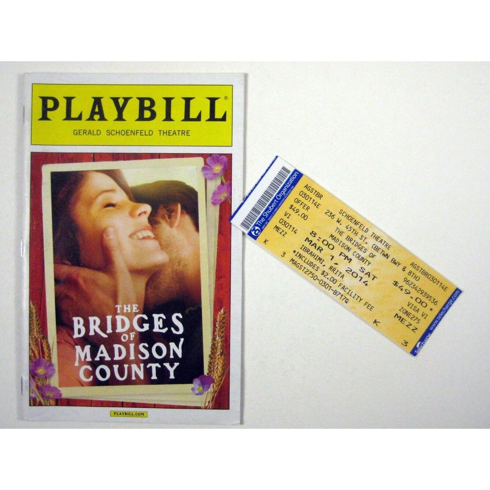 Bridges Madison County Playbill Feb 2014 Kelly O'Hara Steven Pasquale Ticket